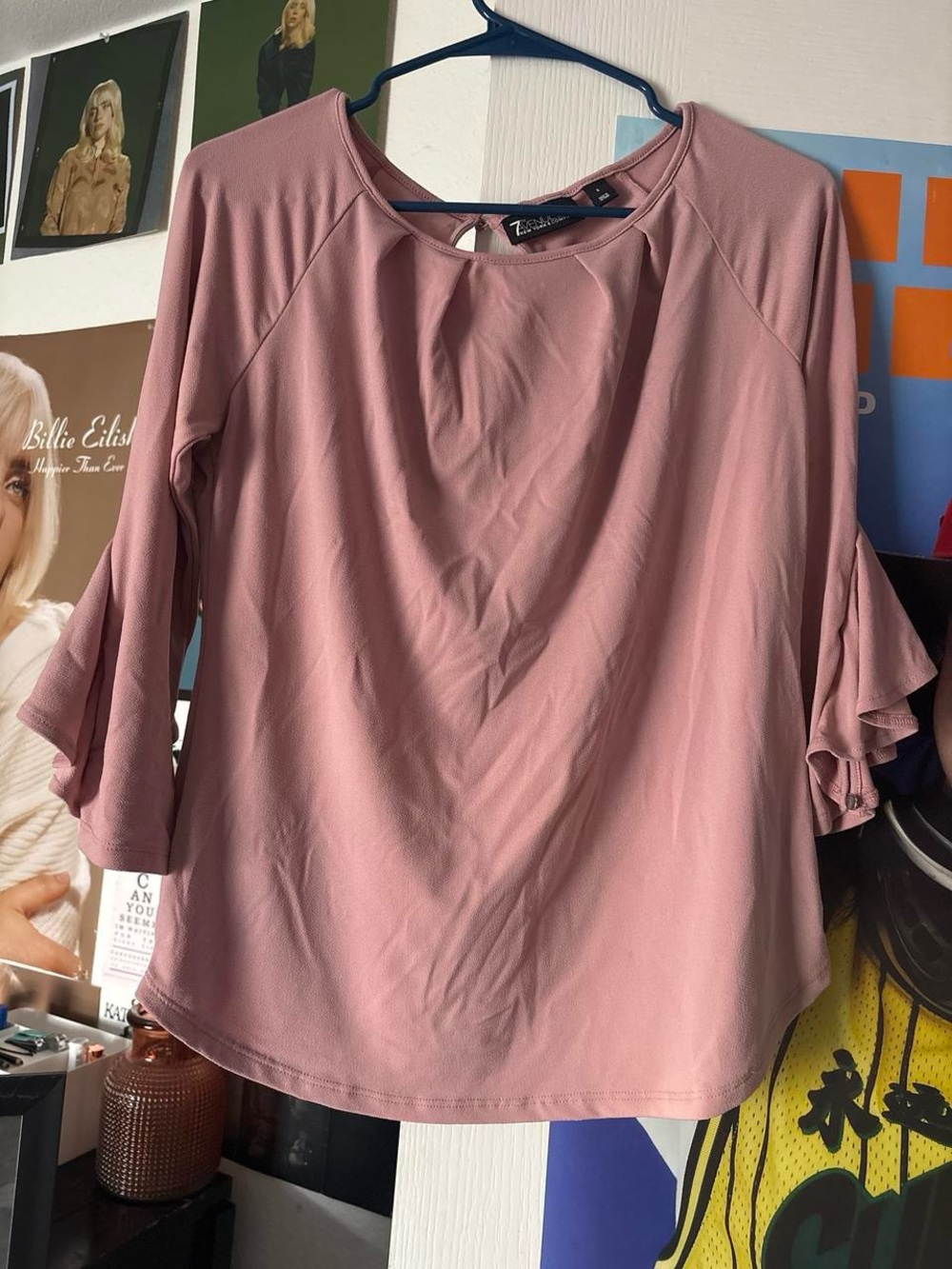 Pink Ruffle Sleeve Blouse